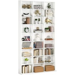 Bibliothèque Blanche 190cm Étagère de Rangement avec 27 Compartiments Réglable en Hauteur Etagere