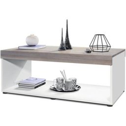 Table basse Pure, table de salon en caisson, blanc mat - haute brillance - Plateau et bordures en