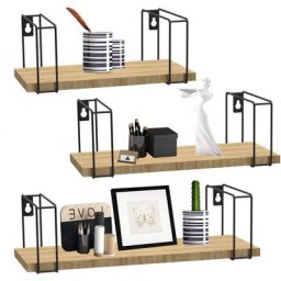Étagère murale, Étagère flottante, Style industriel, 3 Niveaux, Support mural stable, pour Salon,