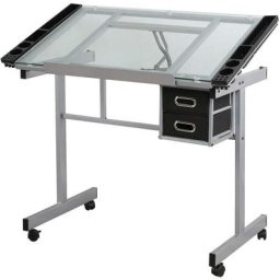 soges Table à Dessin， Table à Peinture ，Bureau Multifonctionnel ，Bureau d'ordinateur en Verre