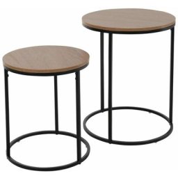 H&s Collection - Ensemble de tables d'appoint dessus en bois 2 pcs Noir et marron