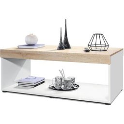 Table basse Pure, table de salon en caisson, blanc mat - haute brillance - Plateau et bordures en