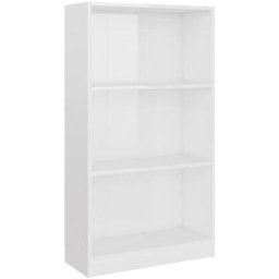 Bibliothèque 3 niveaux Blanc brillant 60x24x109 cm Bois Vidaxl High gloss white
