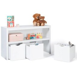 Meuble de rangement enfant mana en bois blanc 3 tiroirs cubes sur roulettes - Blanc