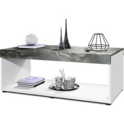 Table basse Pure, table de salon en caisson, blanc mat - haute brillance - Plateau et bordures en