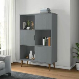 Bibliothèque Étagère de Rangement - pour Bureau Salon Chambre Cuisine molde Gris 90x35x133,5 cm