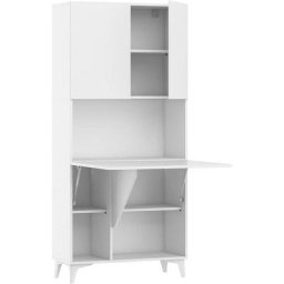 Bibliothèque d'ordinateur mobile de bureau Megan H175x80x36cm Blanc brillant