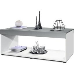 Table basse Pure, table de salon en caisson, blanc mat - haute brillance - Plateau et bordures en