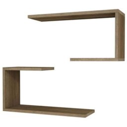 Set 2 Mensola J2 da Parete Componibile, Ripiano, Porta Libri - da Salotto, Ufficio - Noce in Legno,