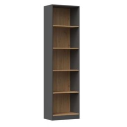 Kaffi - Bibliothèque style scandinave salon - 50x30x181 - 5 tablettes - Étagère à livres Gris