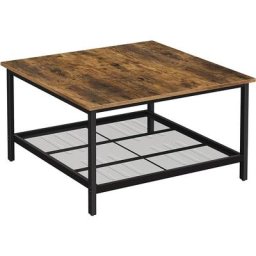 Vasagle Table basse, Table de salon, grand dessus de table carré, cadre en acier robuste, avec