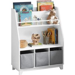 KMB34-W Bibliothèque Étagère à Livres Étagère de Rangement Jouets pour Enfants Porte-revues avec