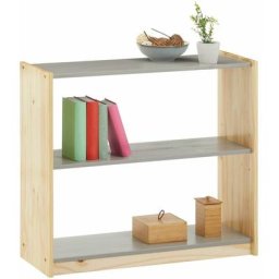Etagère regale rangement sur pied ou étagère murale avec 3 tablettes, en pin massif naturel et