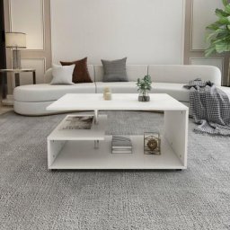 Table basse blanc moderne table d'appoint avec espace de rangement sur 3 étages