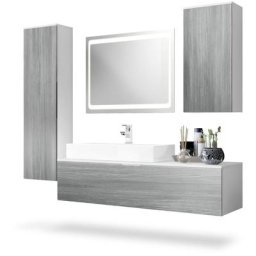 Ensemble de Meubles de bains complet Miroir led Armoire Beach Blanc - Façades en Avola-Anthracite