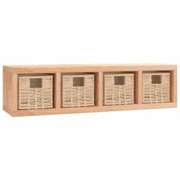 Tagère murale avec paniers 62x18x16 cm Bois massif de noyer Vidaxl Brun
