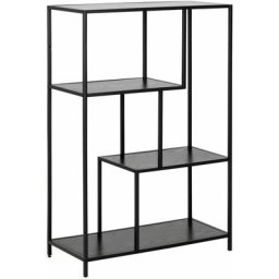 Bibliothèque ouverte Sireine 3 étagères en mdf et métal - Longueur 77 Profondeur 35 Hauteur 114cm