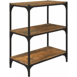 Bibliothèque Chêne fumé 60x33x70,5cm Bois d'ingénierie et acier Vidaxl Chêne fumé