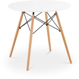 Table de Salle à Manger Cuisine Maison Repas Ronde mdf Bois Acier ø 80x73 cm - Blanc