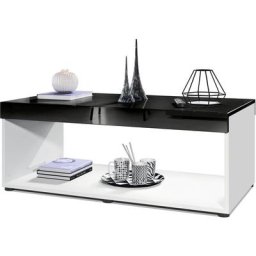 Vladon Table basse Pure, table de salon en caisson, blanc mat - haute brillance - Plateau et