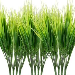 Lot de 12 plantes artificielles réalistes, arbustes d'herbe artificielle touffue en plastique de