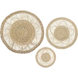 Lot de 3 décorations murales en roseau - d 38 cm - Beige - Livraison gratuite - Beige