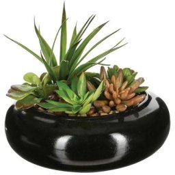 Composition plante vase céramique D20XH6 Atmosphera créateur d'intérieur - Noir