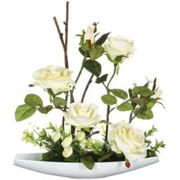 Atmosphera - Composition de roses en céramique H36.5 créateur d'intérieur - Ivoire