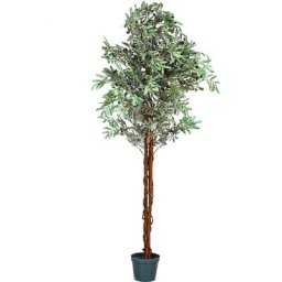 Olivier artificiel 180 cm, tronc en bois véritable, 2256 feuilles et fruits - Plantasia