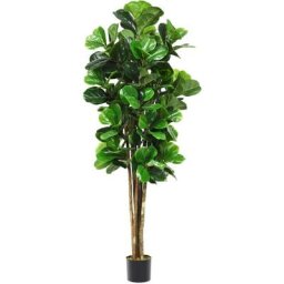 Ficus Lyrata Artificiel Hauteur 180 cm, Plante Artificielle avec 232 Feuilles, Pot Inclus - Costway
