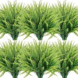 Lot de 12 plantes artificielles, fausses fougères de Boston, résistantes aux UV, sans décoloration.