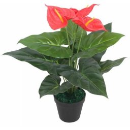 Plante artificielle avec pot Anthurium 45 cm Rouge et Jaune vidaXL - Rouge