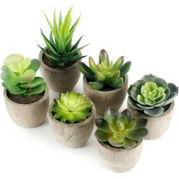 Plante Artificielle Interieur 6 pcs, Fausse Plantes avec Pot Gris Atificielles Herbe Decoration