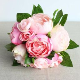 Bouquet de pivoines 32 cm - Fleurs artificielles en Soie - 9 Fleurs (Rose Clair)