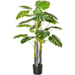 HOMCOM Arbre artificiel plante artificielle monstera H.1,2 m tronc branches lichen feuilles de