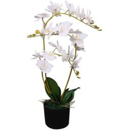Plante artificielle avec pot Orchidée 65 cm Blanc Vidaxl Blanc