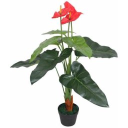 Vidaxl - Plante artificielle avec pot Anthurium 90 cm Rouge et Jaune Red