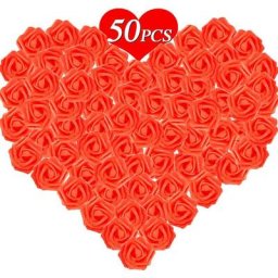 50PCS Rose Blanche Artificielle 7cm Tête de Fleur Blanc Décoration Mariage Party Cérémonie