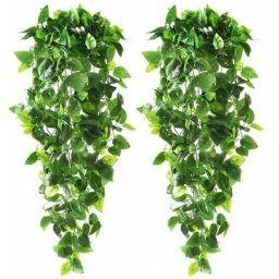Lot de 2 plantes artificielles à suspendre -90cm - Feuilles de lierre artificielles pour mur,