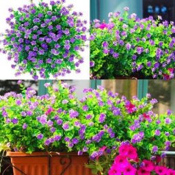 Lot de 15 bouquets de fleurs artificielles pour extrieur - rsistantes aux UV(Violet)