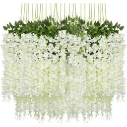 24 Pices Artificielle Fleurs Faux Wisteria Vigne Glycine Artificielles Flowers en Soie pour la