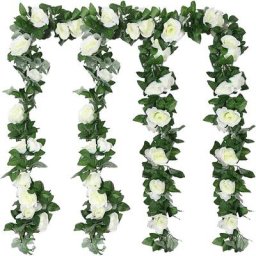 Guirlande Fleur Artificielles Rose Vigne Decoration Mariage, 4 Pcs Soie Fleur Décoration Fausse