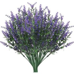 Lot de 8 fleurs artificielles de lavande artificielles en plastique pour mariage, décoration de