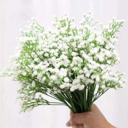 Blanc) 10 bouquets de fleurs artificielles décoratives de gypsophile en fausse soie pour les