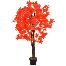 Plante artificielle d'érable avec pot Rouge 120 cm Vidaxl Red
