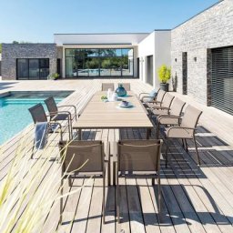 Table de jardin extensible Évasion Effet bois Nut Tonka