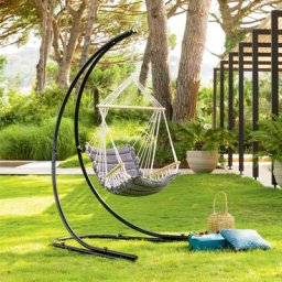 Chaise de détente suspendue Jinja Noir Blanc Jardin
