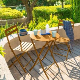 Table de jardin pliante ronde Greensboro Ocre