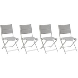 Lot de 4 chaises jardin pliantes Allure Glacier Blanc