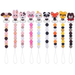 Attache-sucette en Silicone pour filles perles de dessin animé jouet de dentition en chaîne